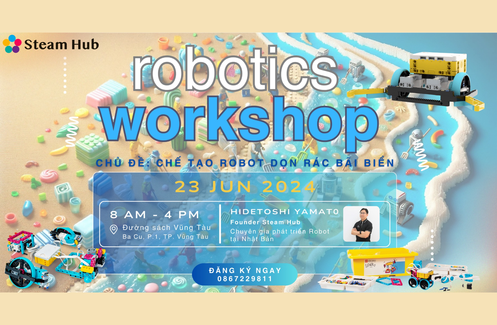 ROBOTICS WORKSHOP – CHẾ TẠO ROBOT DỌN RÁC BÃI BIỂN, VÌ MỘT ĐẠI DƯƠNG XANH